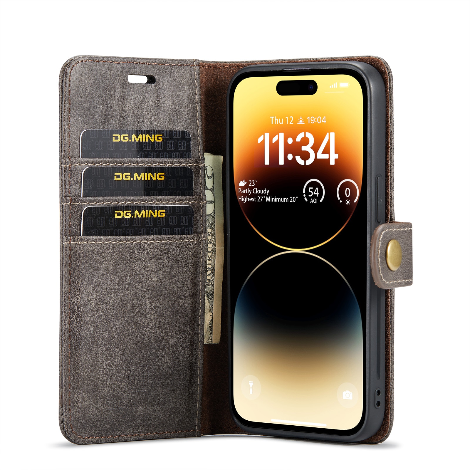 iPhone 14 Pro Magnet Wallet Brown