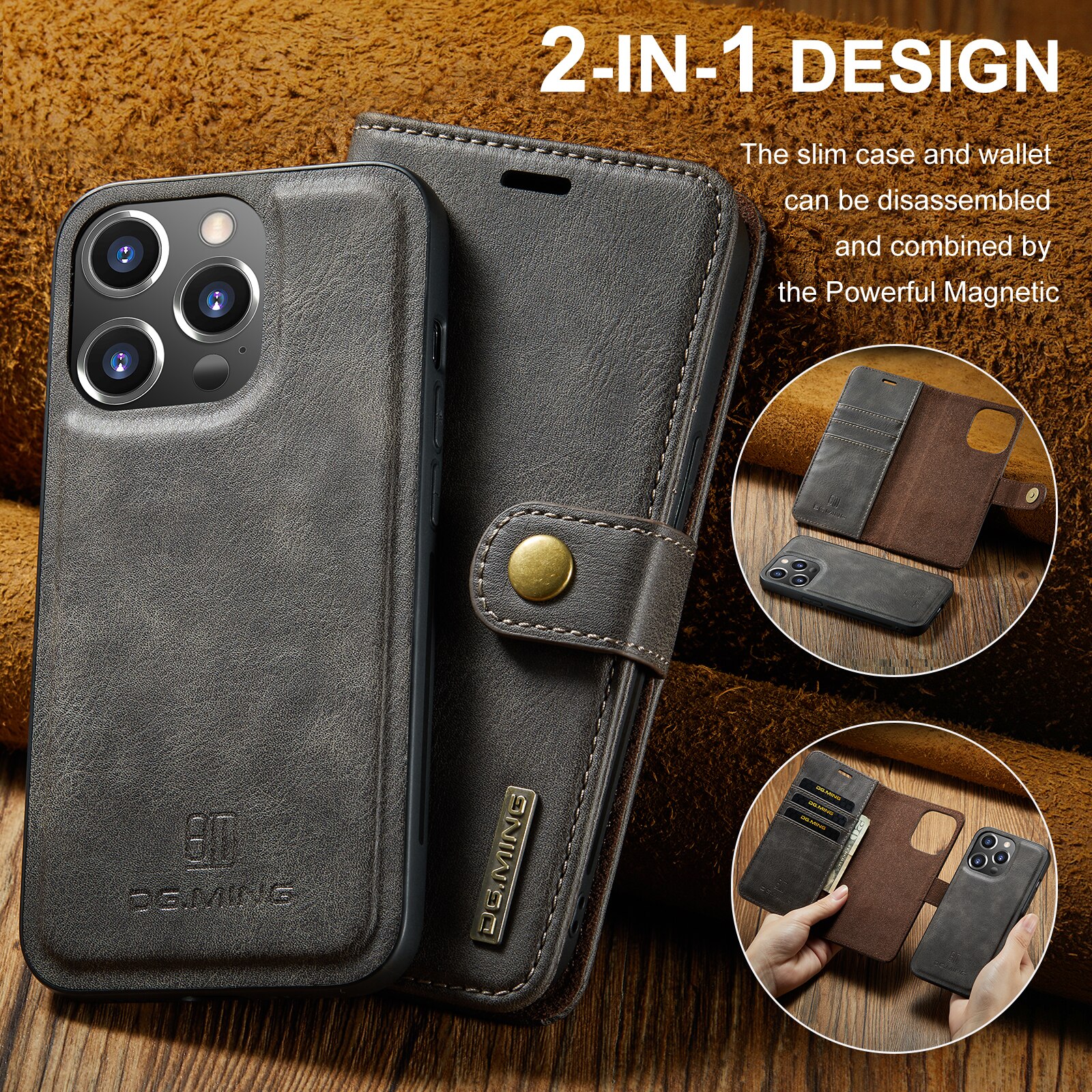 iPhone 14 Pro Max Magnet Wallet Brown