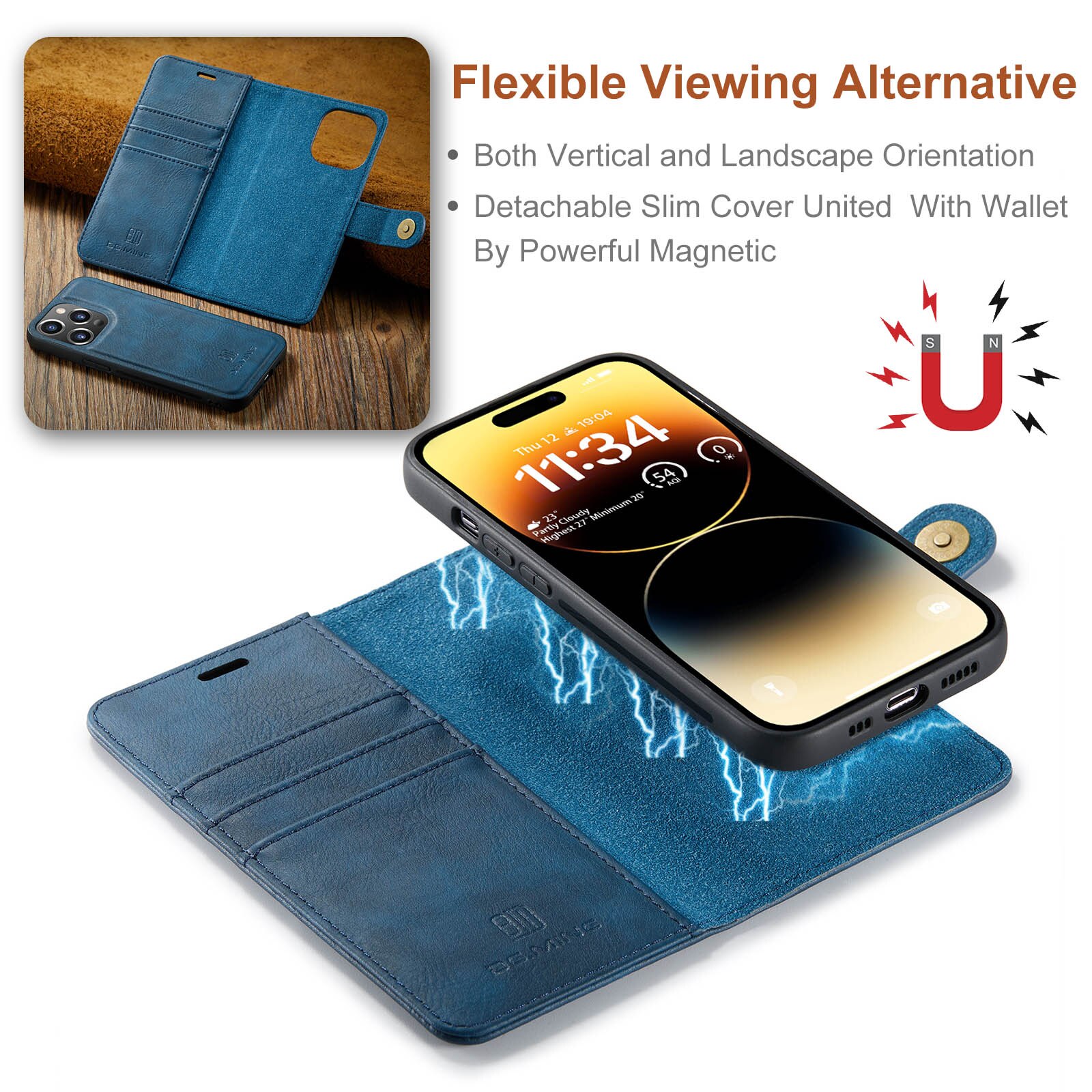 iPhone 14 Pro Max Magnet Wallet Blue