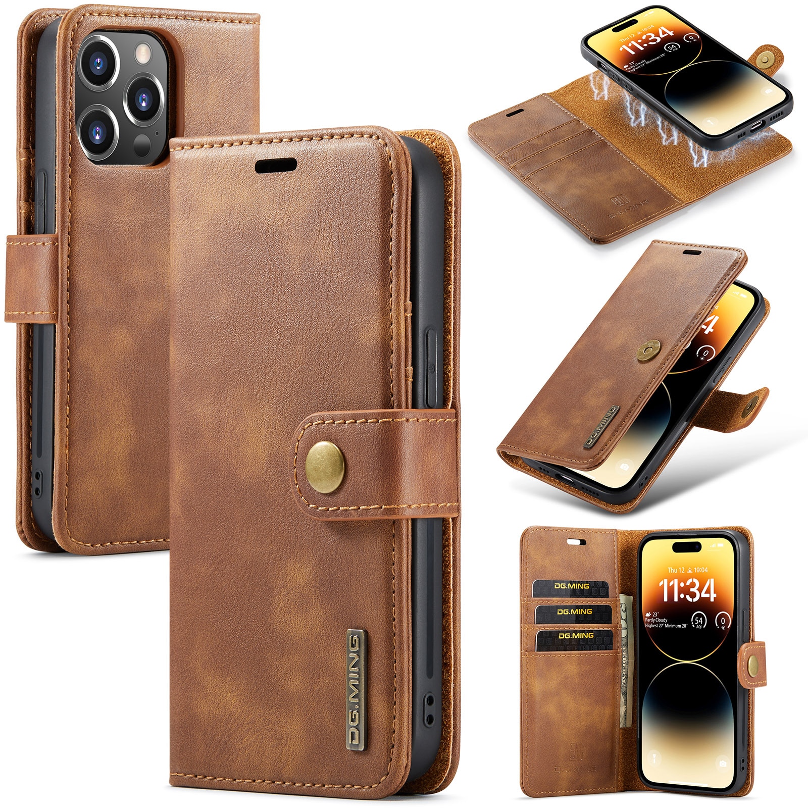 iPhone 14 Pro Magnet Wallet Cognac