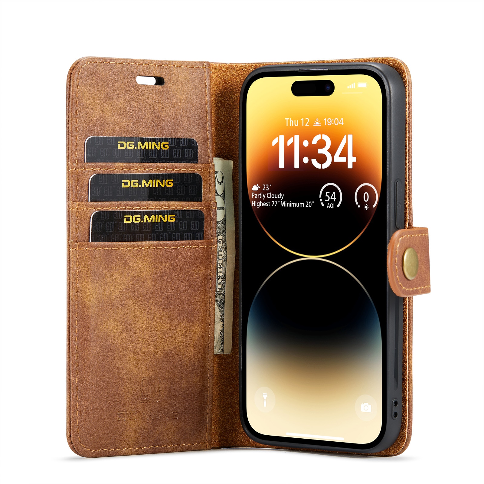 iPhone 15 Pro Max Magnet Wallet Cognac