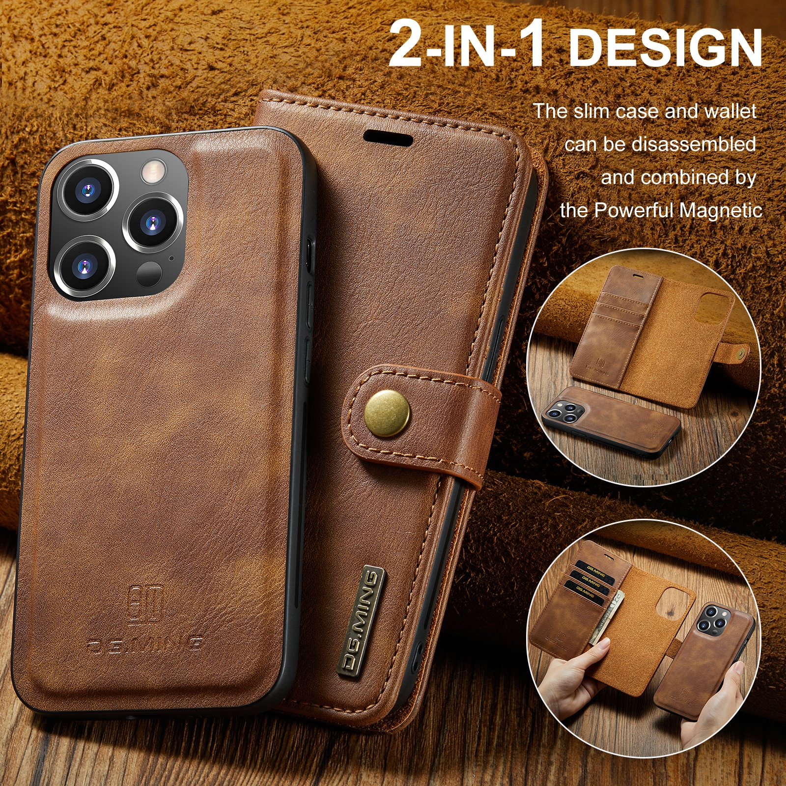 iPhone 14 Pro Max Magnet Wallet Cognac