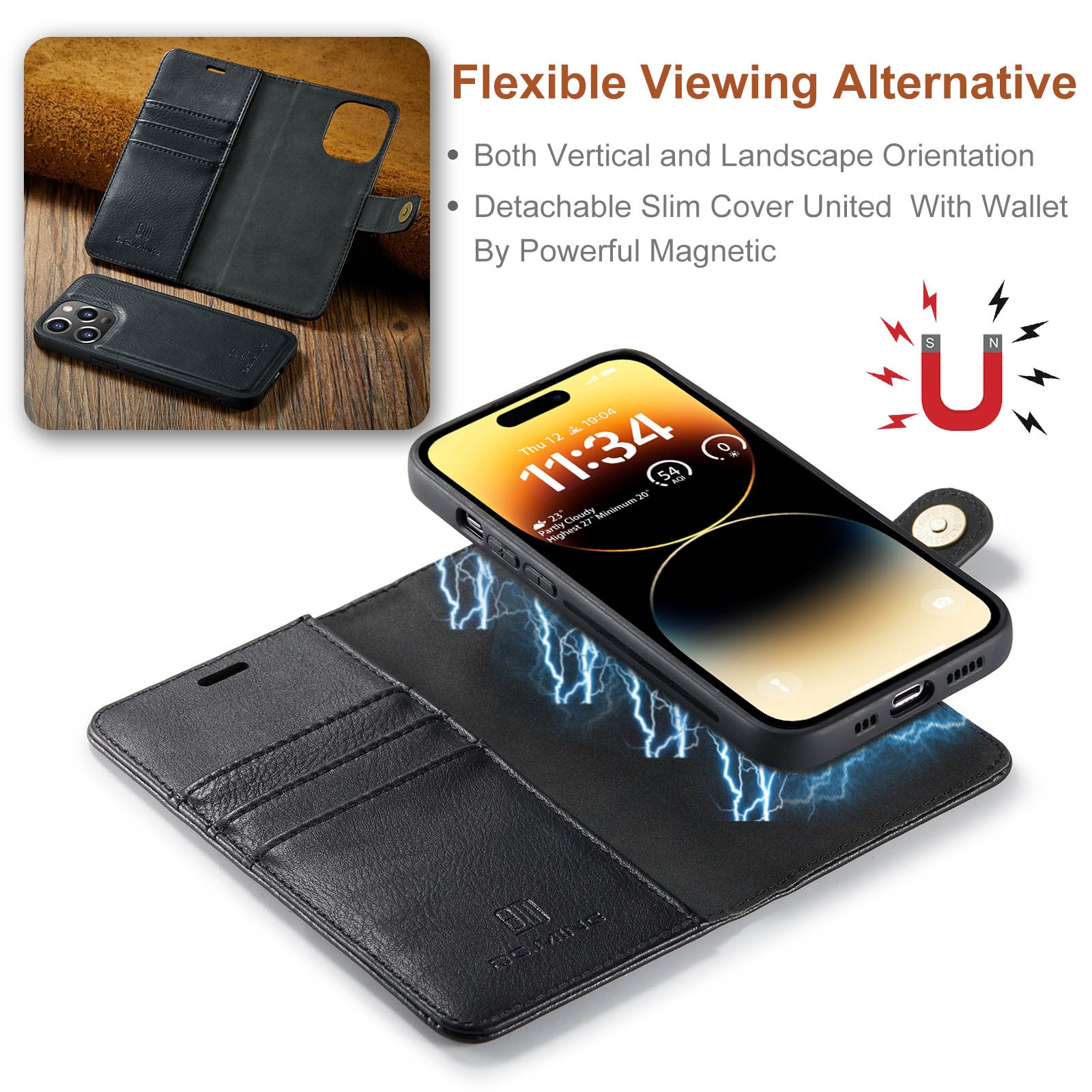 iPhone 14 Pro Magnet Wallet Black