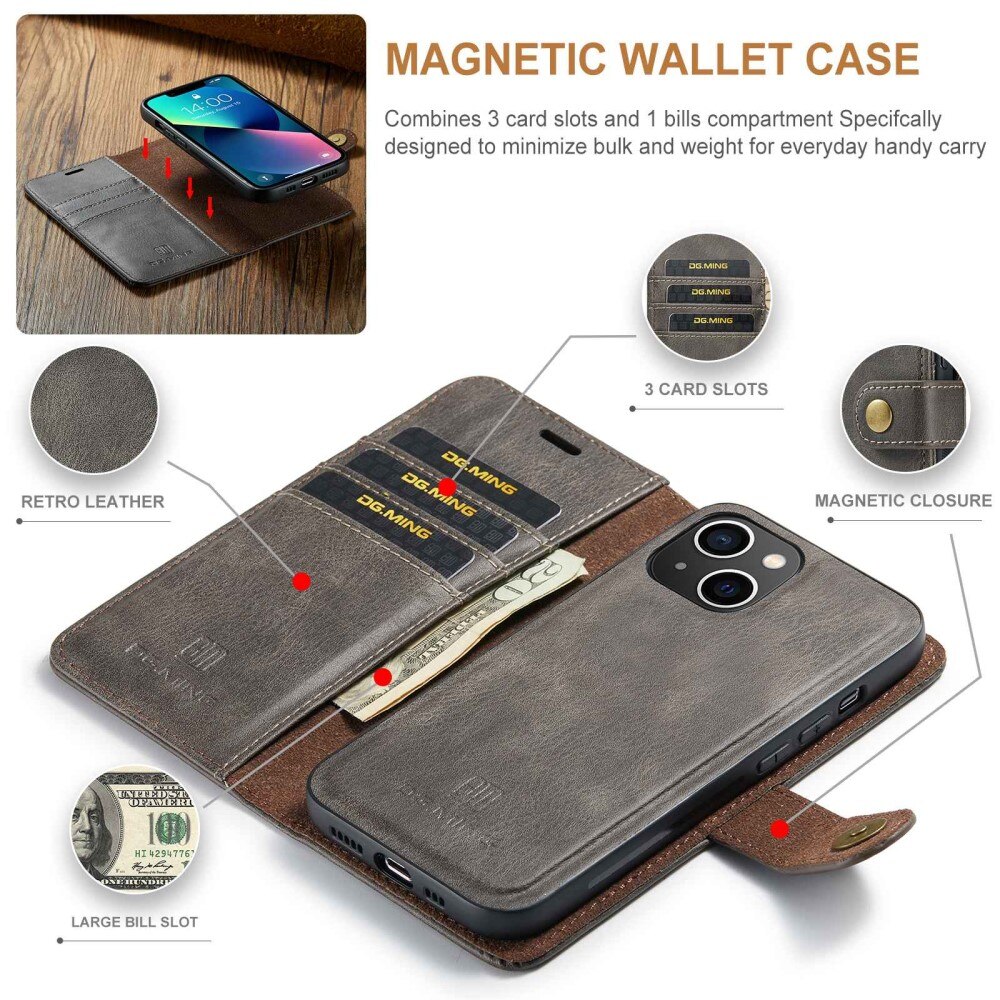 iPhone 14 Plus Magnet Wallet Brown