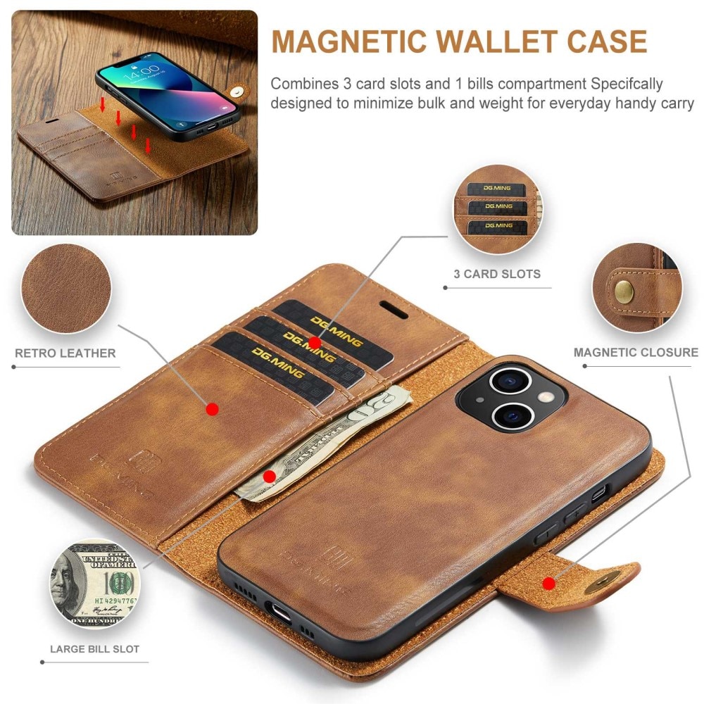 iPhone 14 Plus Magnet Wallet Brown