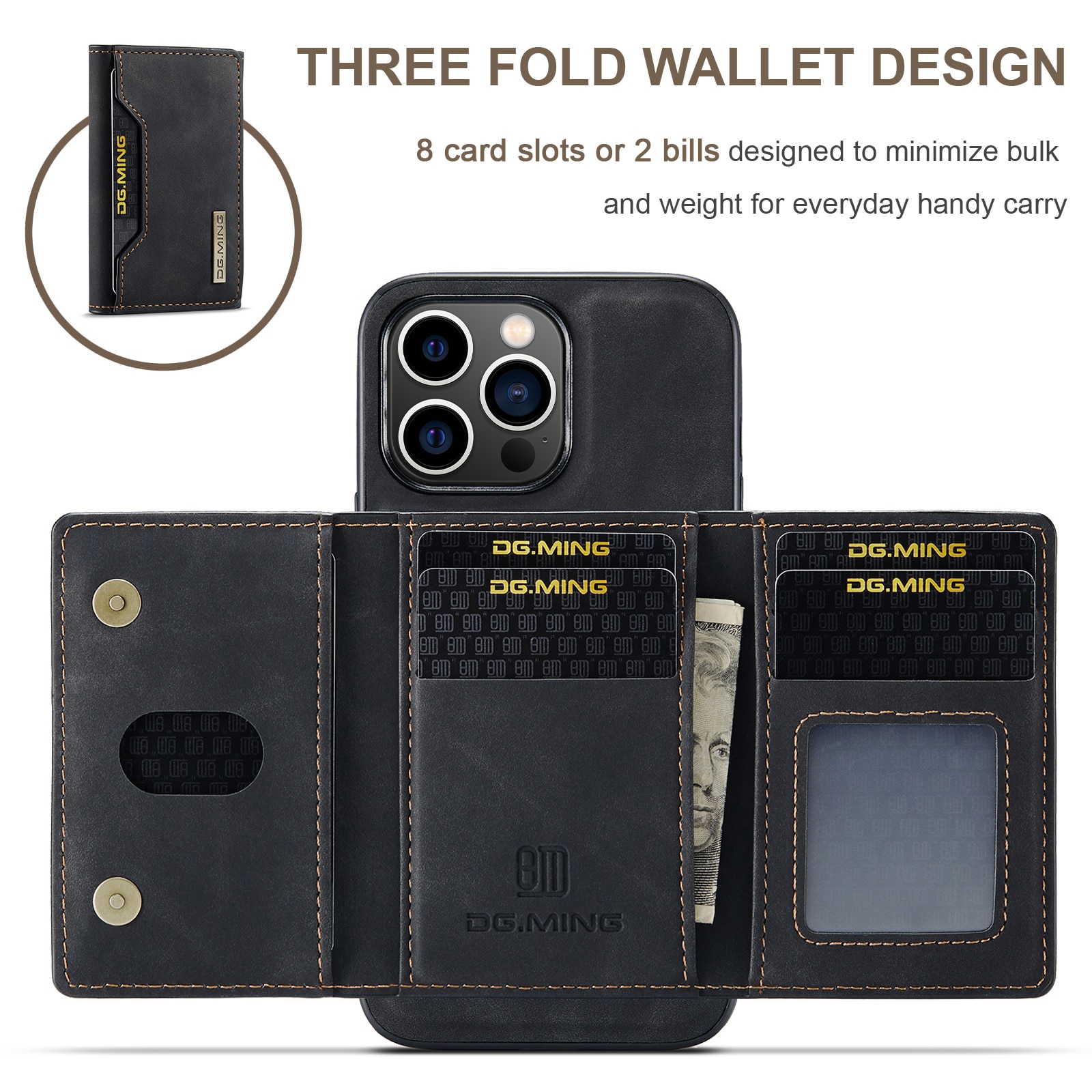 iPhone 14 Pro Magnetic Card Slots Case Black