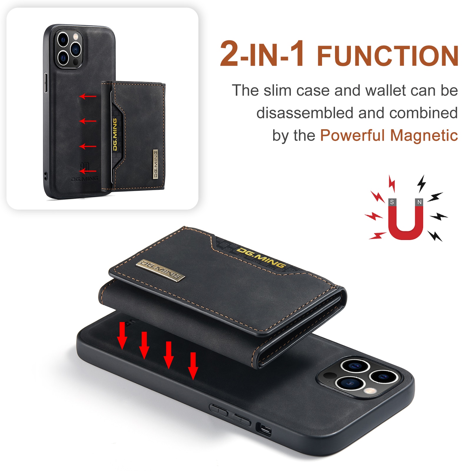 iPhone 14 Pro Magnetic Card Slots Case Black