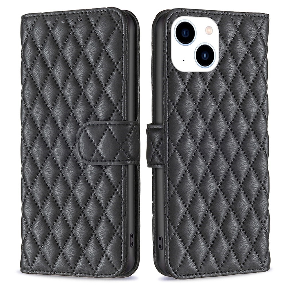 iPhone 14 Wallet Case Quilted Black