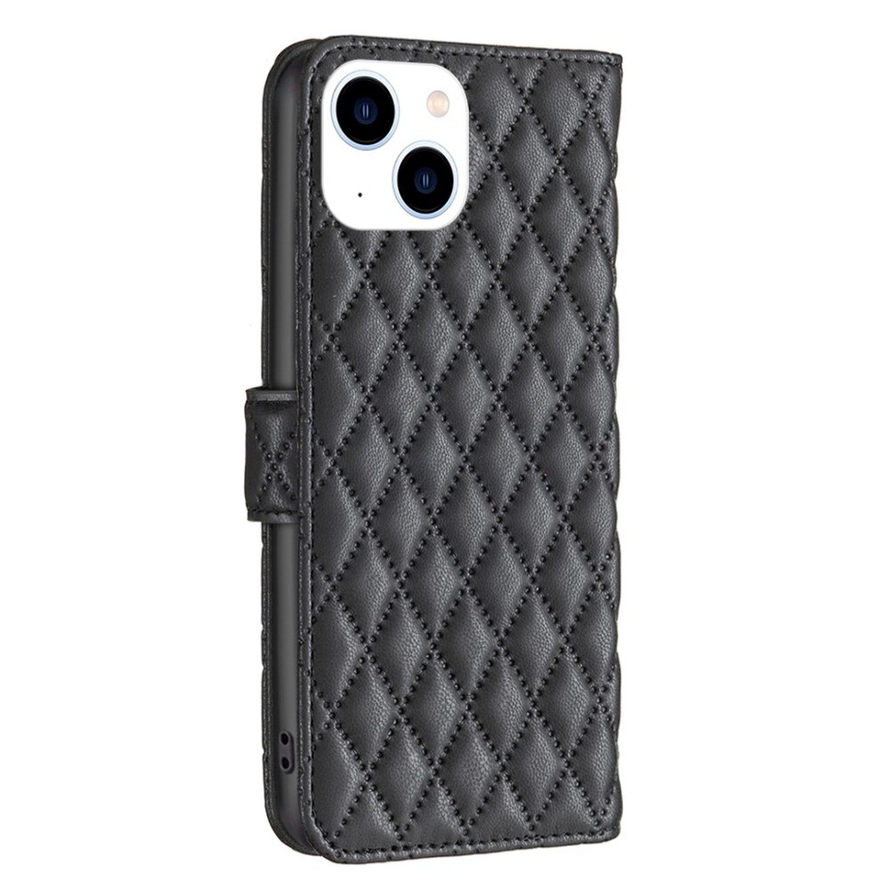 iPhone 14 Wallet Case Quilted Black