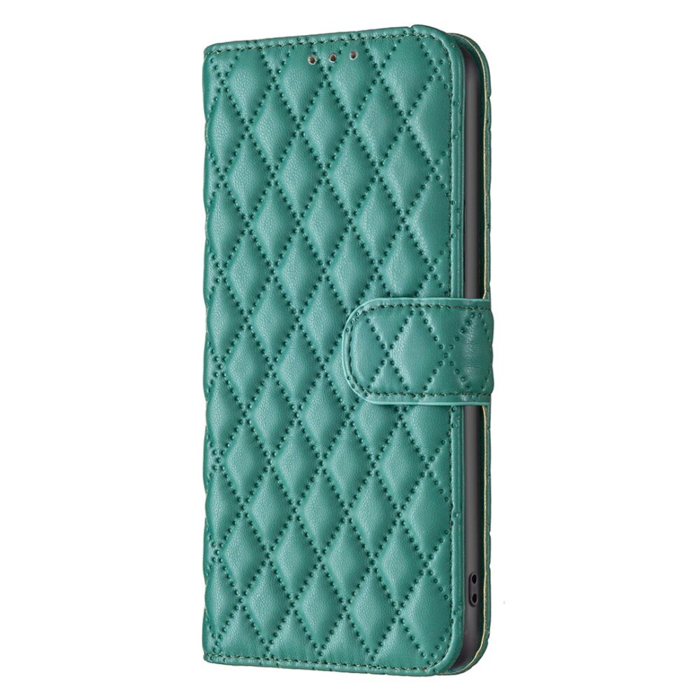 iPhone 14 Wallet Case Quilted Green