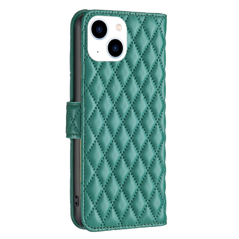 iPhone 14 Wallet Case Quilted Green