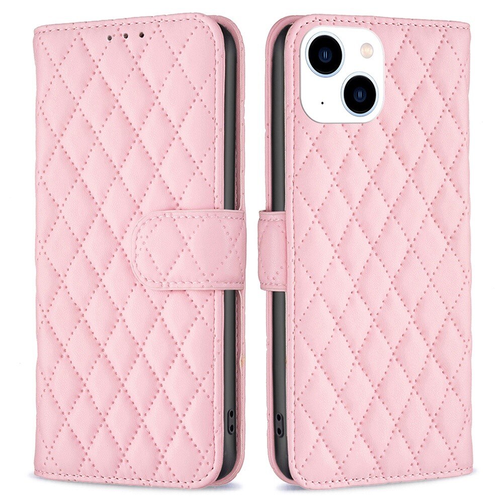 iPhone 14 Wallet Case Quilted Pink