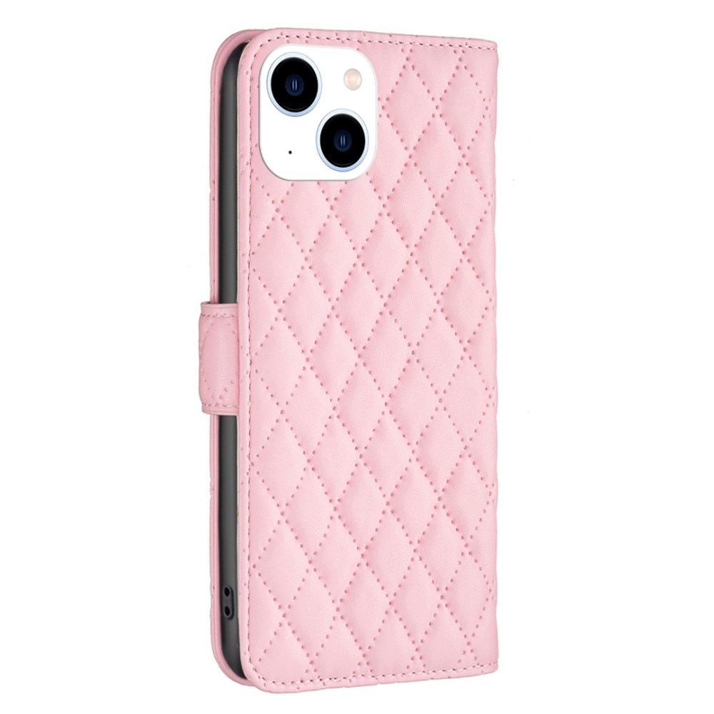 iPhone 14 Wallet Case Quilted Pink