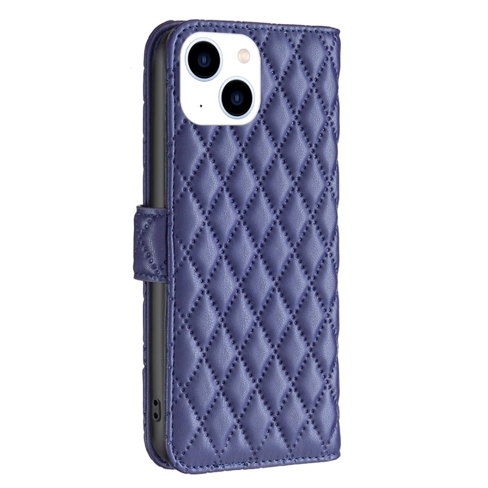iPhone 14 Wallet Case Quilted Blue