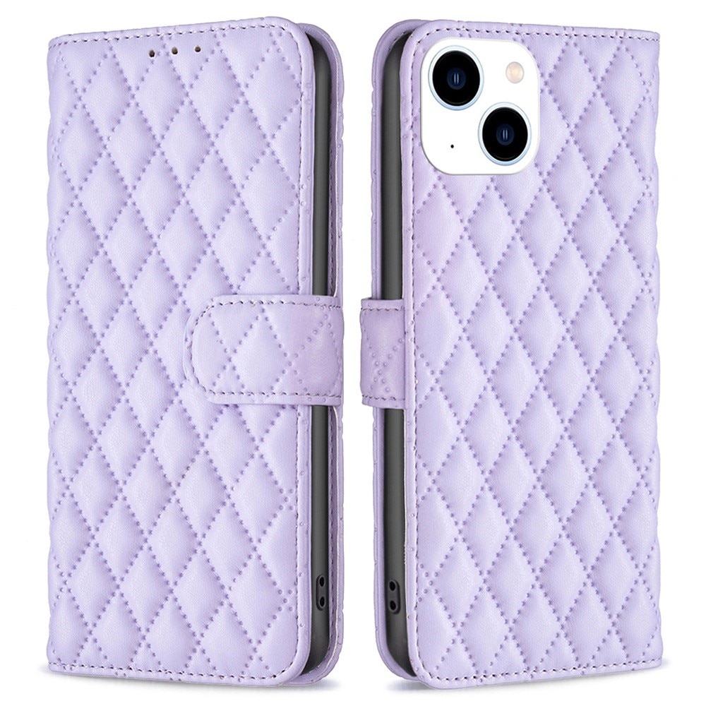 iPhone 14 Wallet Case Quilted Purple