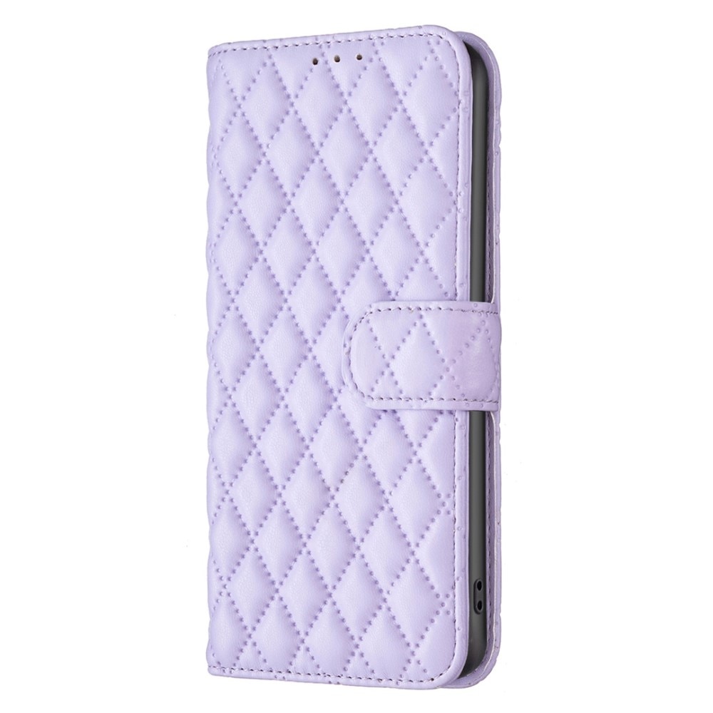 iPhone 14 Wallet Case Quilted Purple