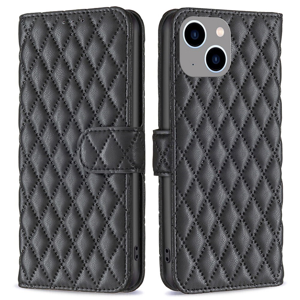 iPhone 14 Plus Wallet Case Quilted Black