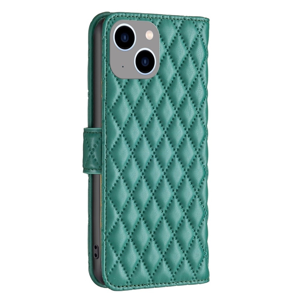iPhone 14 Plus Wallet Case Quilted Green