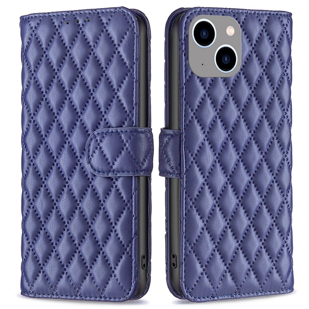 iPhone 14 Plus Wallet Case Quilted Blue
