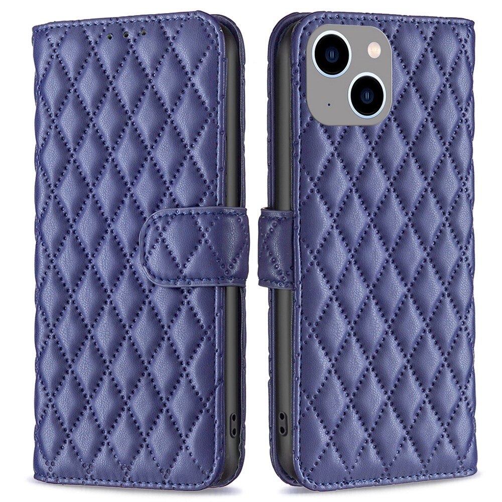 iPhone 14 Plus Wallet Case Quilted Blue