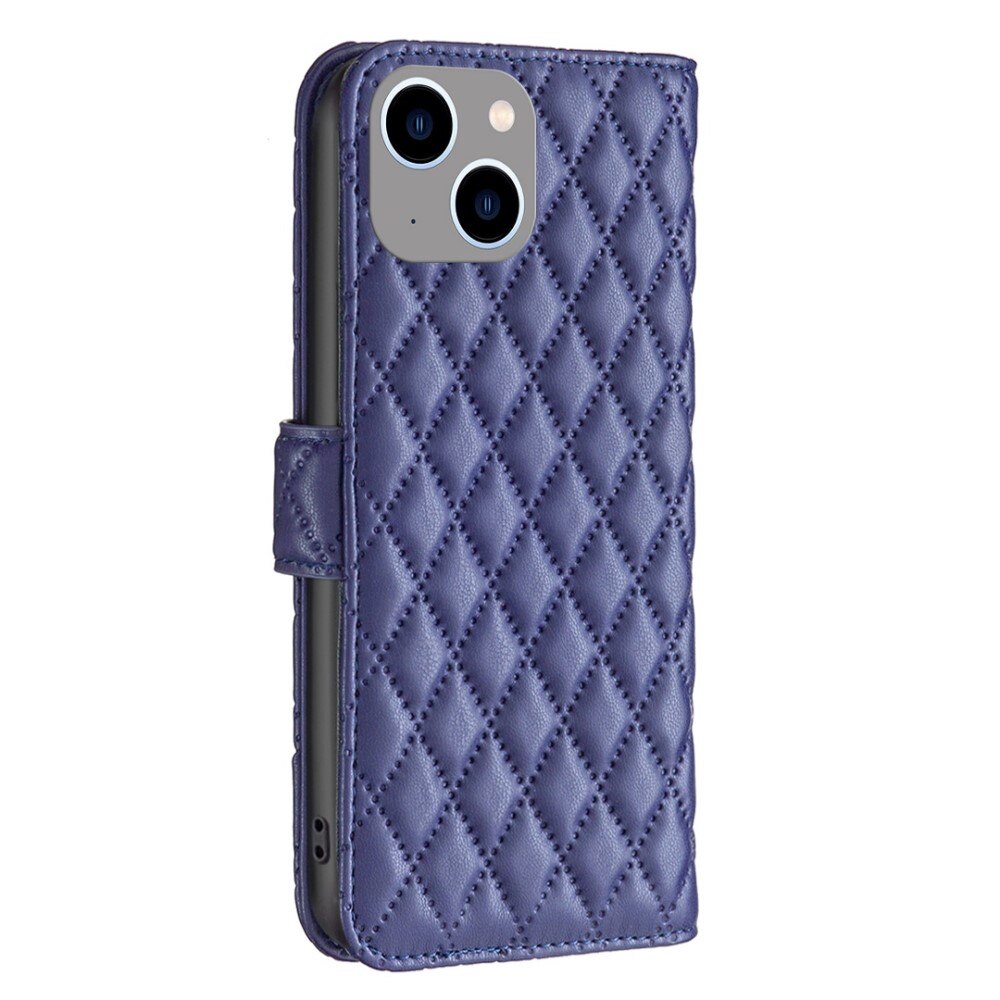 iPhone 14 Plus Wallet Case Quilted Blue