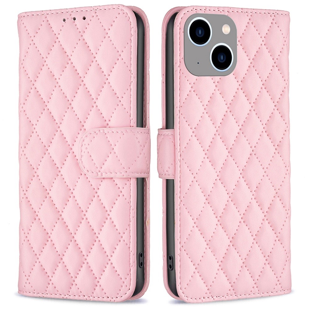 iPhone 14 Plus Wallet Case Quilted Pink