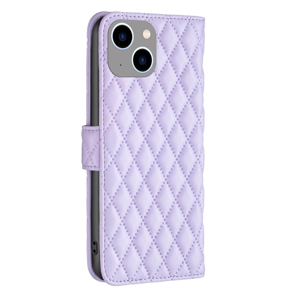 iPhone 14 Plus Wallet Case Quilted Purple