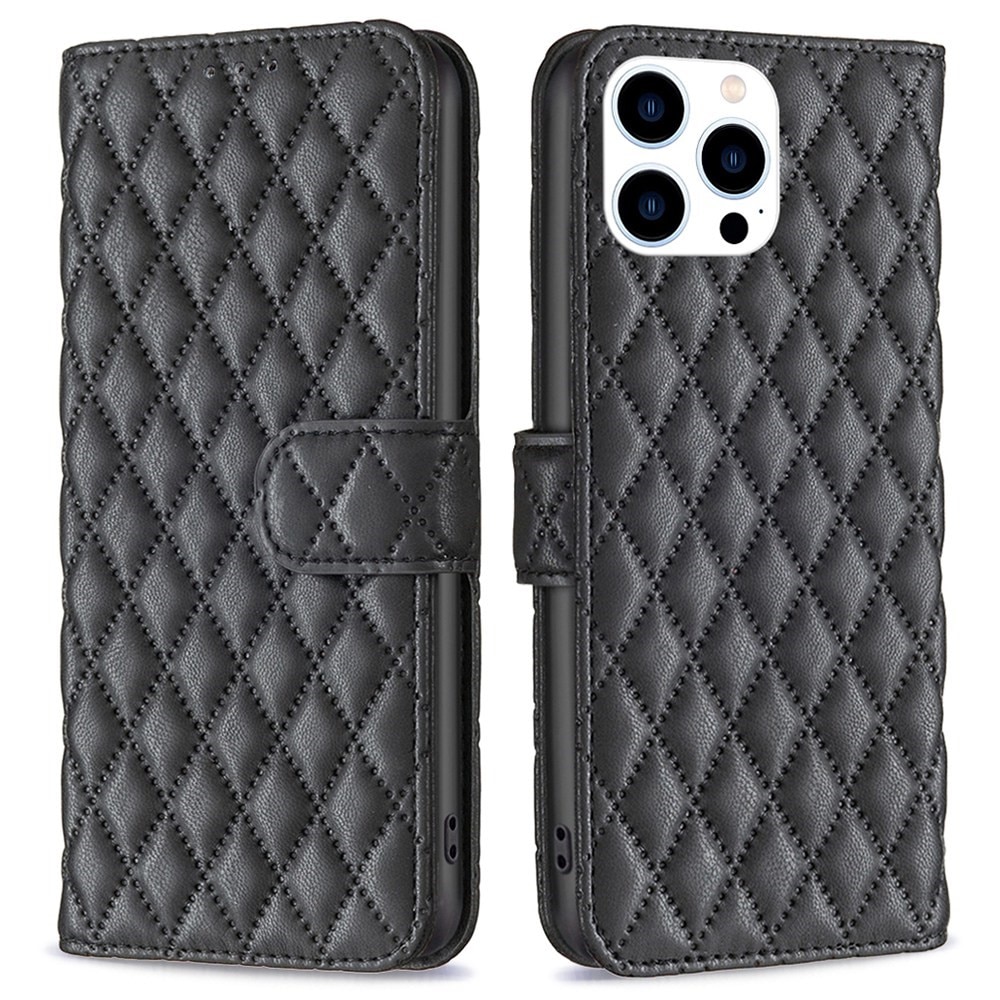 iPhone 14 Pro Wallet Case Quilted Black