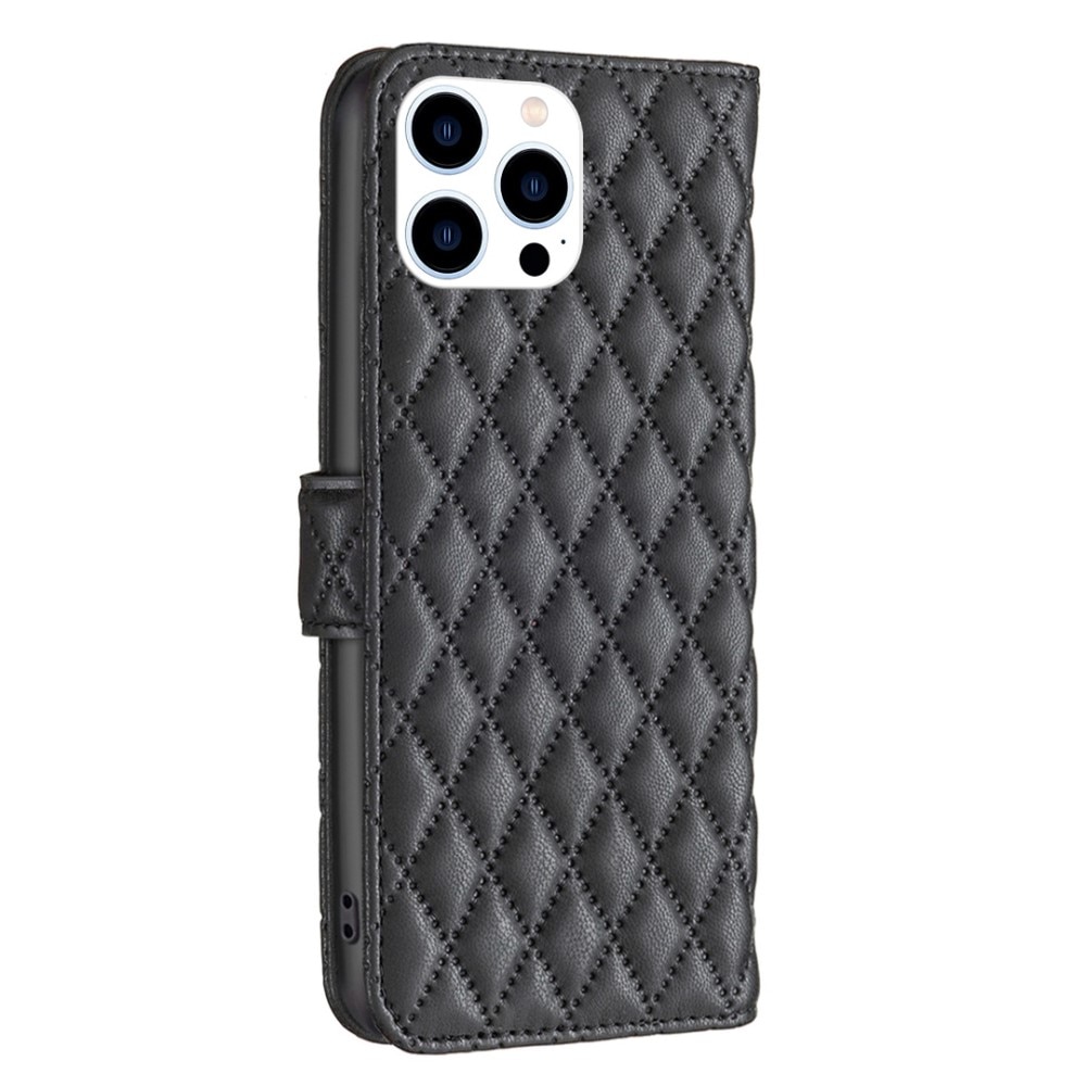 iPhone 14 Pro Wallet Case Quilted Black