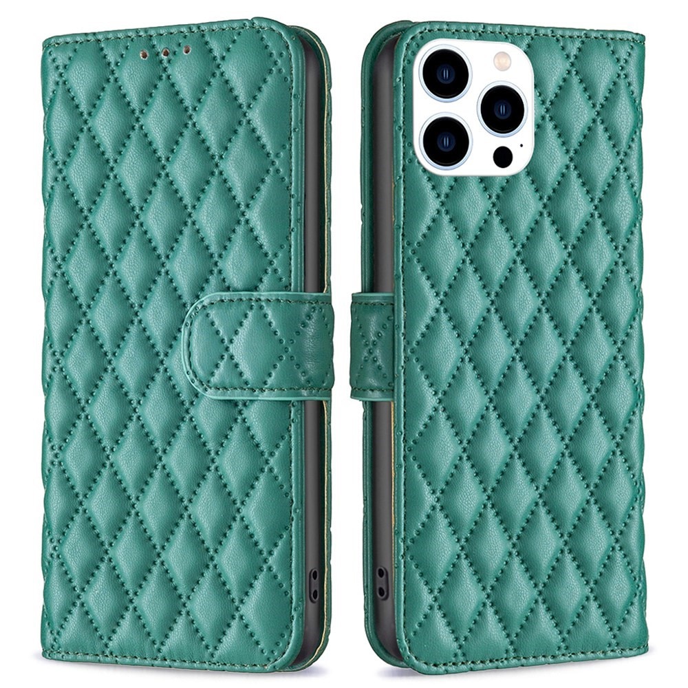 iPhone 14 Pro Wallet Case Quilted Green