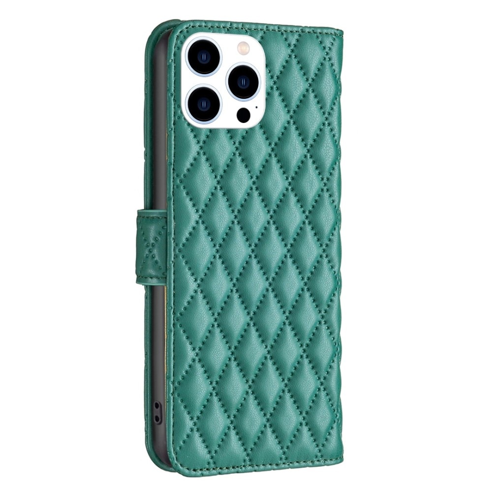 iPhone 14 Pro Wallet Case Quilted Green