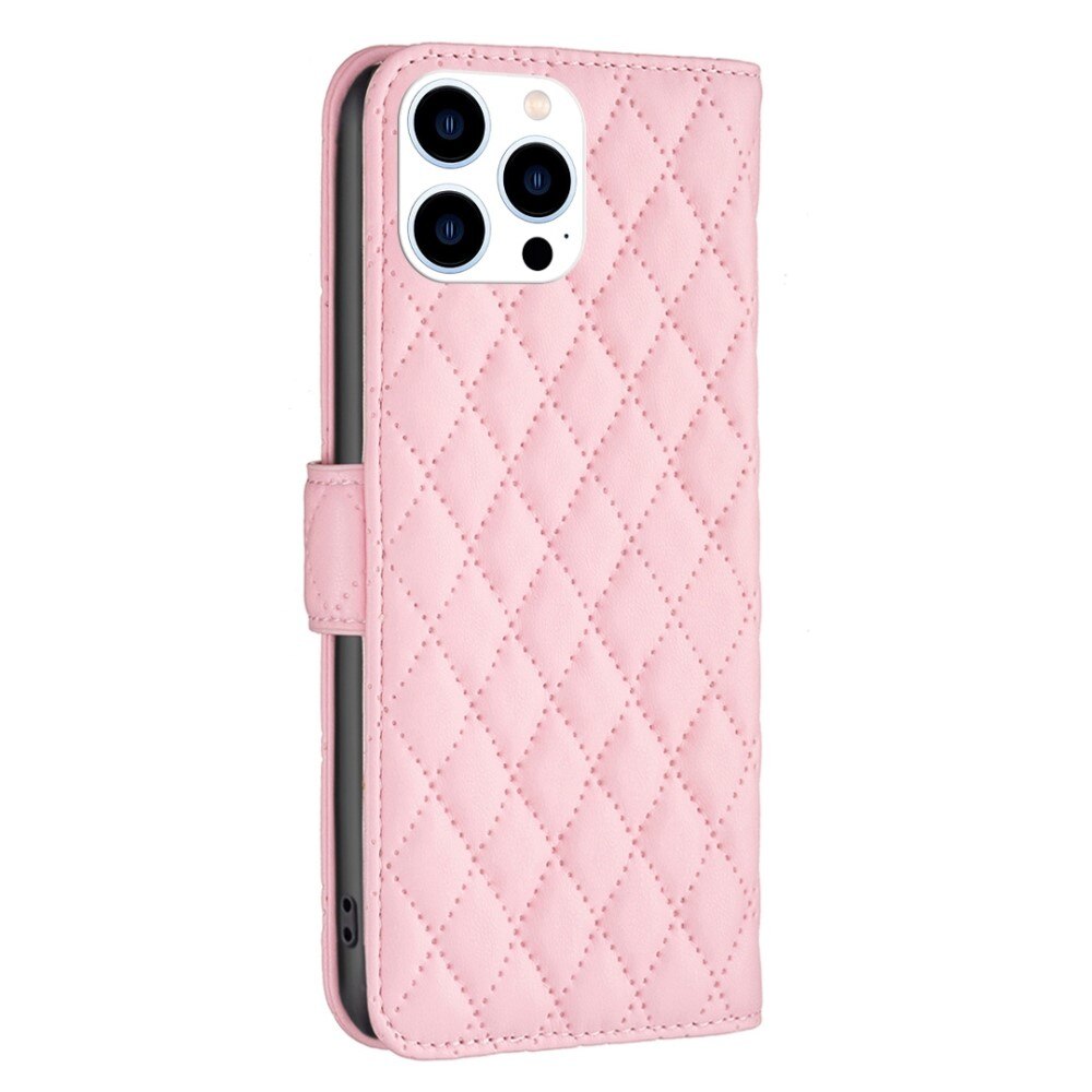 iPhone 14 Pro Wallet Case Quilted Pink