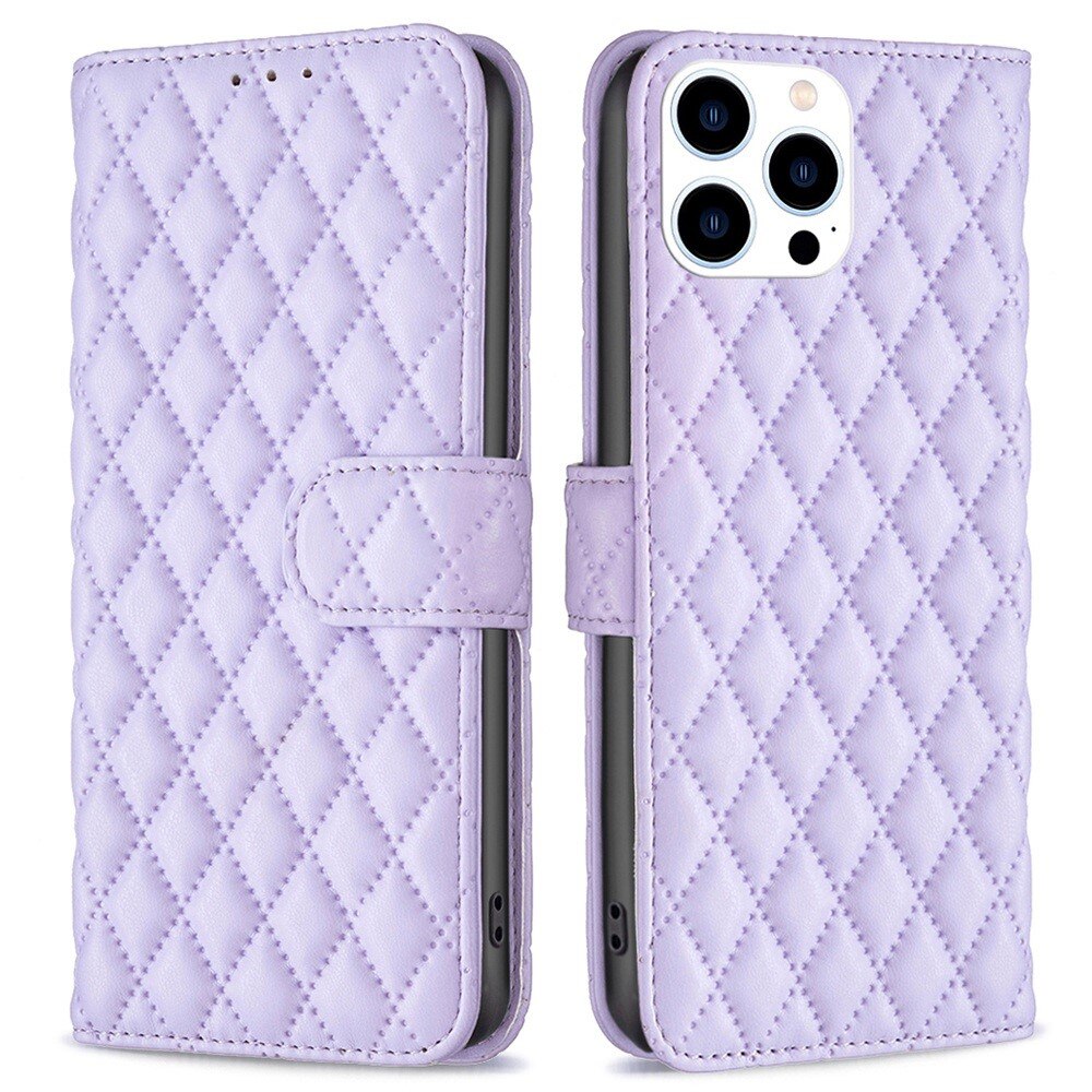 iPhone 14 Pro Wallet Case Quilted Purple