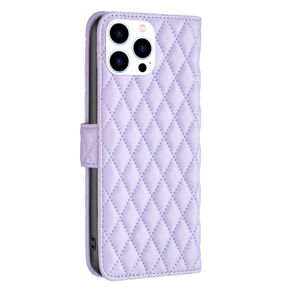 iPhone 14 Pro Wallet Case Quilted Purple