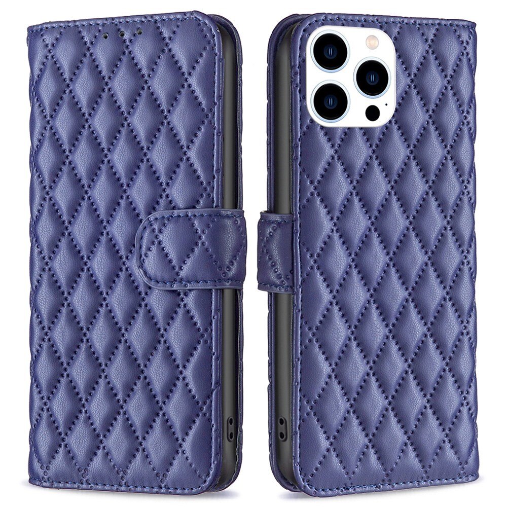 iPhone 14 Pro Wallet Case Quilted Blue