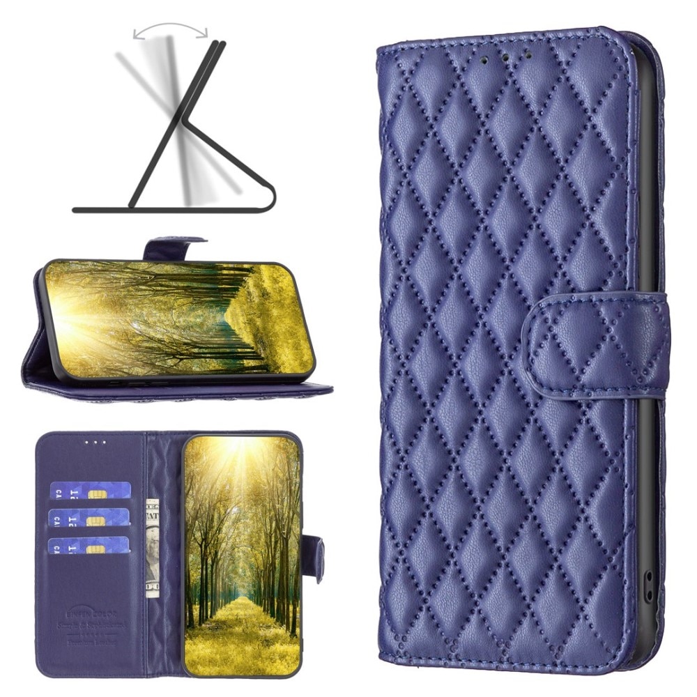 iPhone 14 Pro Wallet Case Quilted Blue