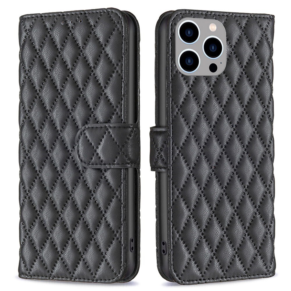 iPhone 14 Pro Max Wallet Case Quilted Black