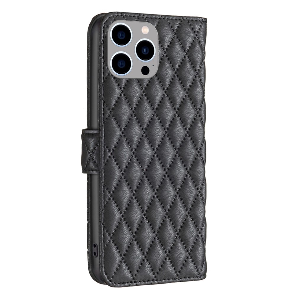 iPhone 14 Pro Max Wallet Case Quilted Black
