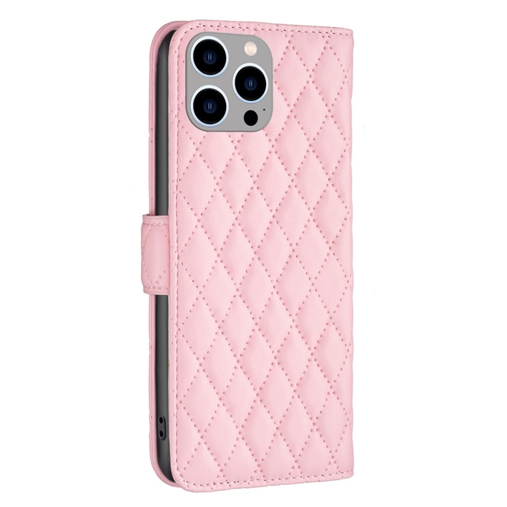 iPhone 14 Pro Max Wallet Case Quilted Pink