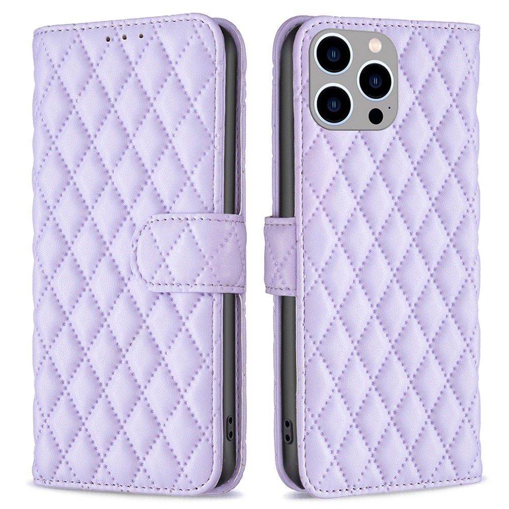 iPhone 14 Pro Max Wallet Case Quilted Purple