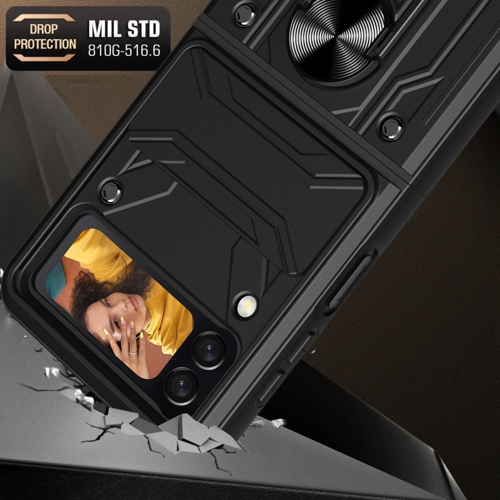 Samsung Galaxy Z Flip 4 Hybrid Case Tech Ring w. Camera Protector Black