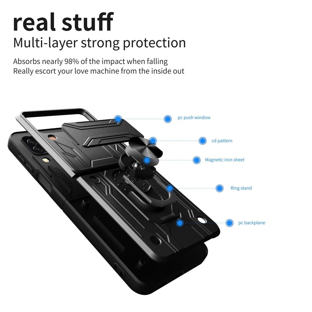 Samsung Galaxy Z Flip 4 Hybrid Case Tech Ring w. Camera Protector Black
