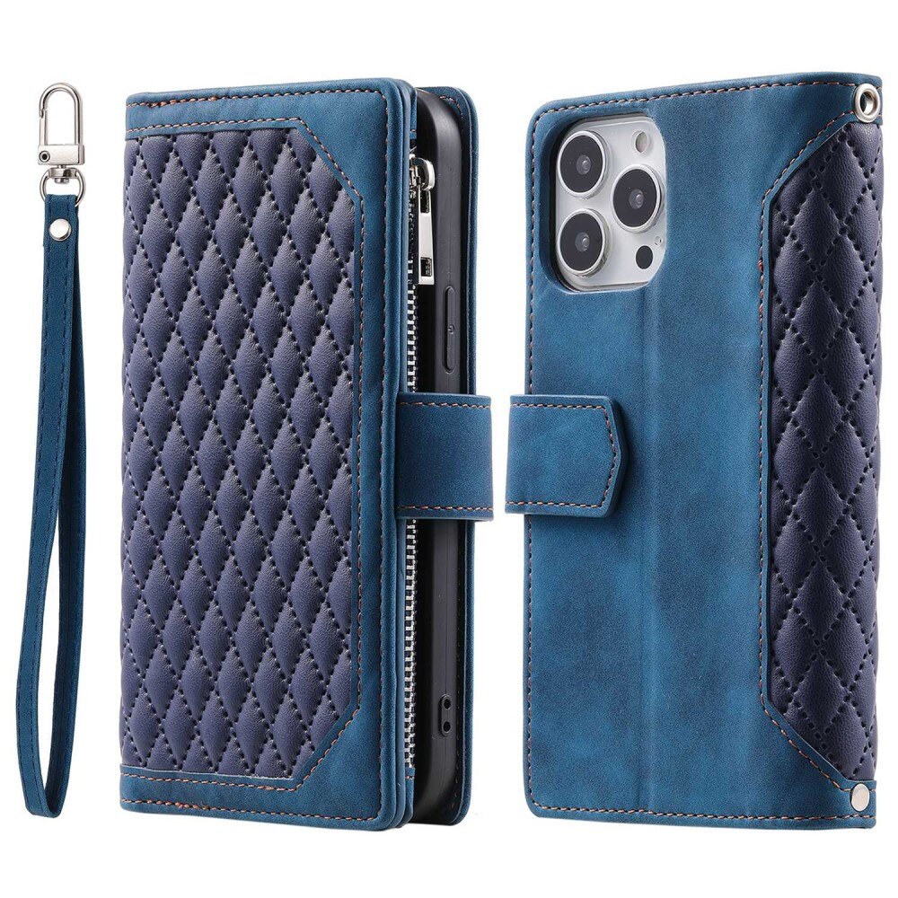 iPhone 13 Pro Wallet/Purse Quilted Blue