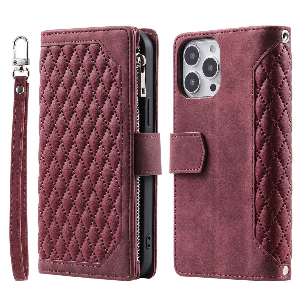 iPhone 13 Pro Wallet/Purse Quilted Red