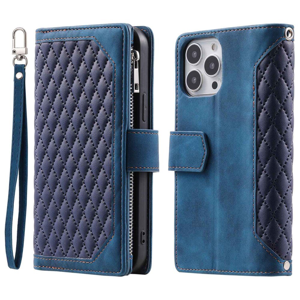 iPhone 14 Pro Max Wallet/Purse Quilted Blue