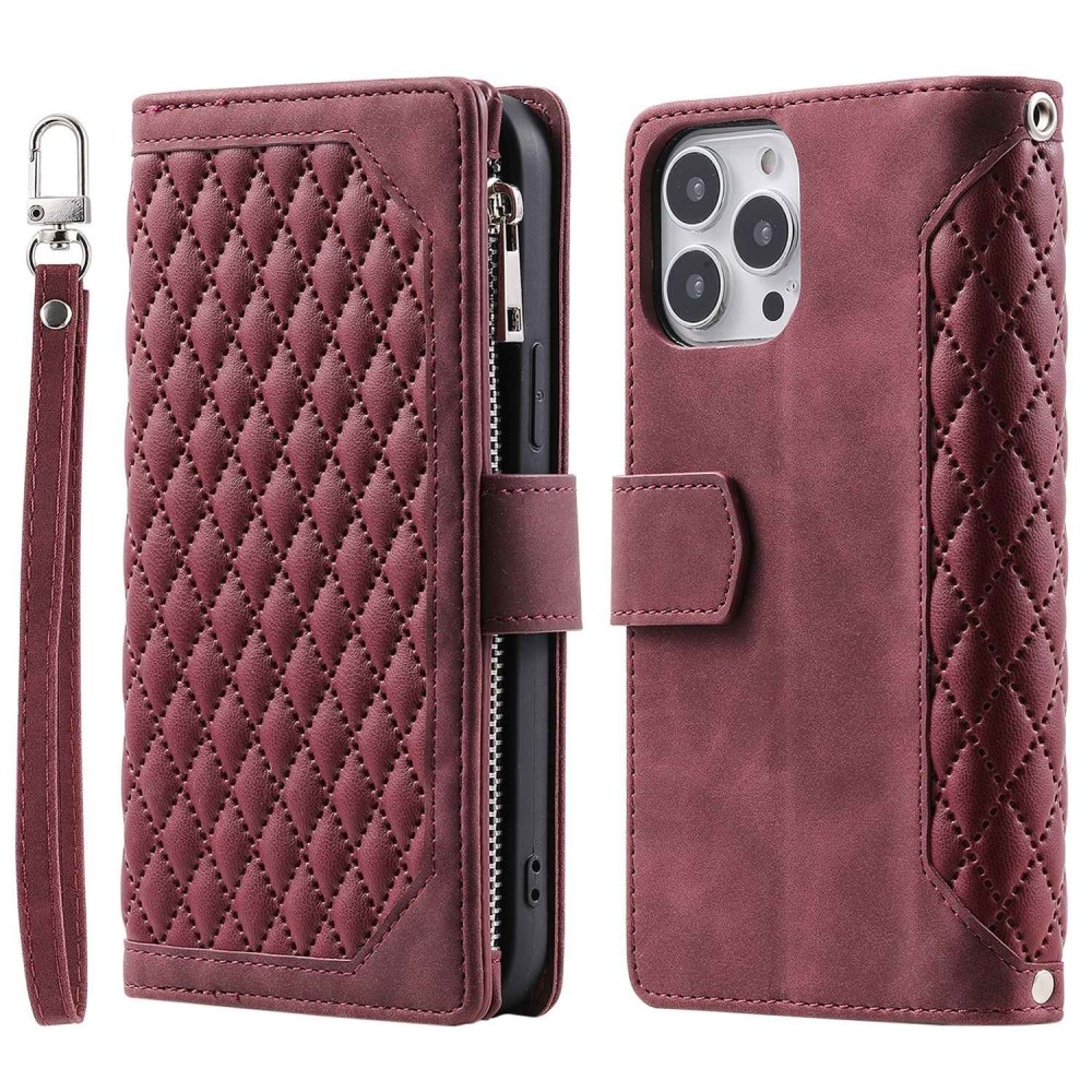 iPhone 14 Pro Max Wallet/Purse Quilted Red