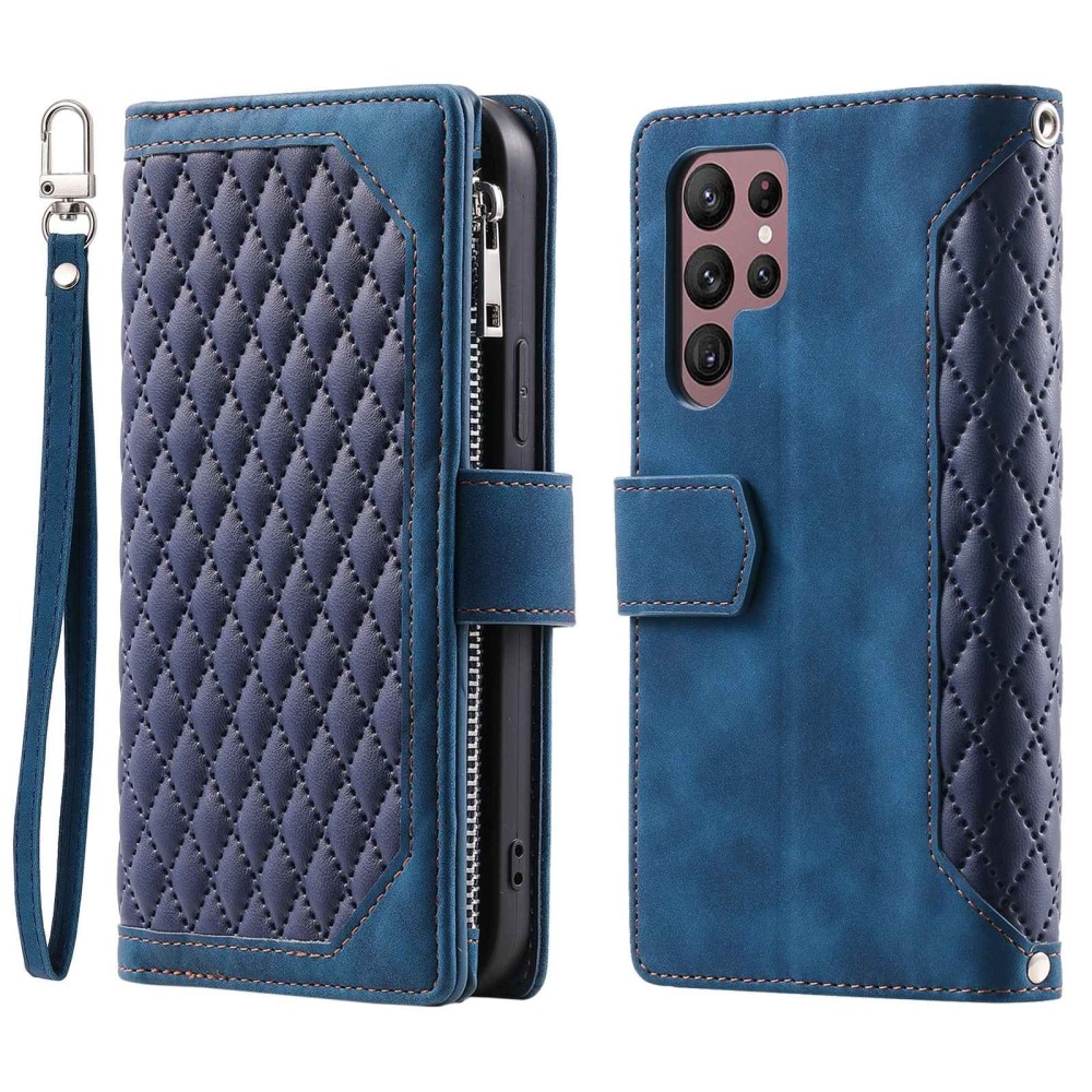 Samsung Galaxy S22 Ultra Wallet/Purse Quilted Blue