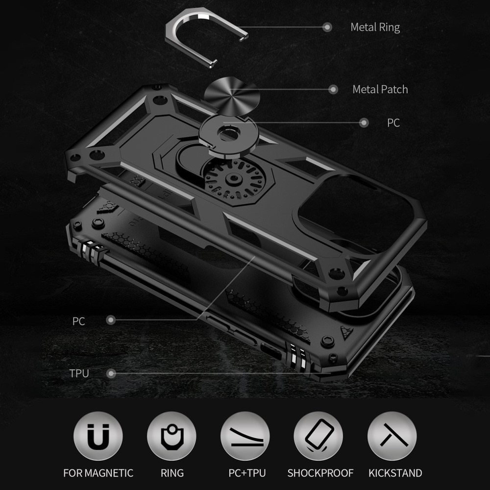 iPhone 14 Pro Max Hybrid Case Tech Ring Black