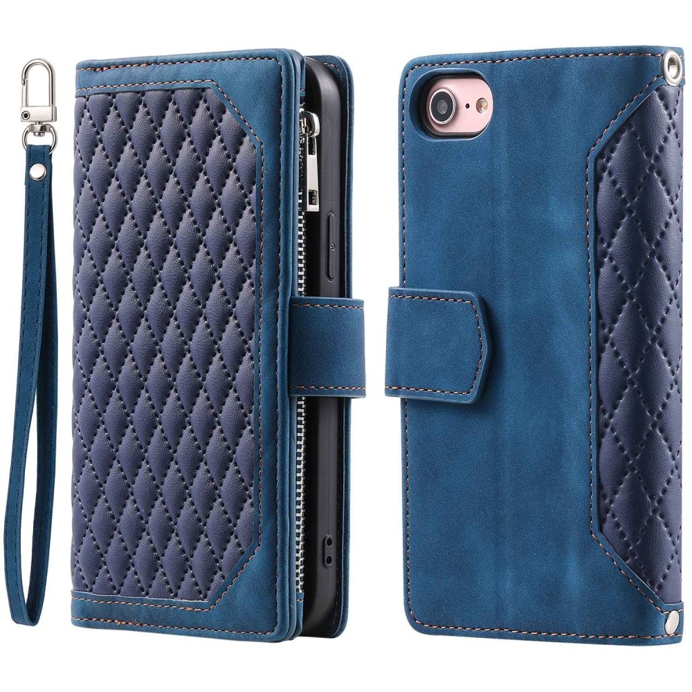iPhone 7/8/SE Wallet/Purse Quilted Blue