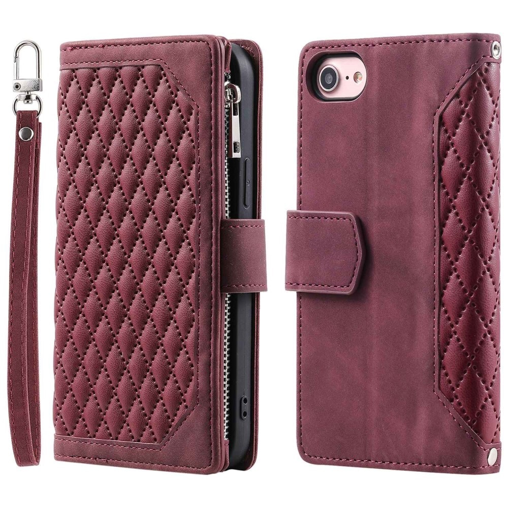 iPhone 7/8/SE Wallet/Purse Quilted Red